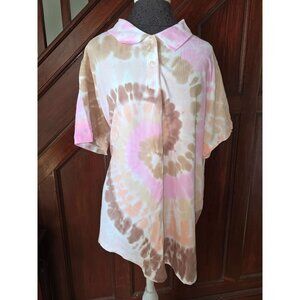 Lands End 3X Tie-Dye Polo Shirt